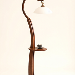 Walnut Floor Lamp with Side Table